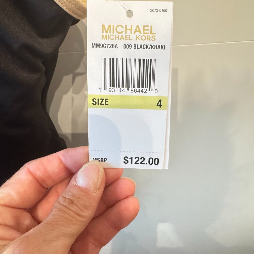 NWT Michael Kors Black Khaki One Piece Swimsuit - Picture 8 of 9